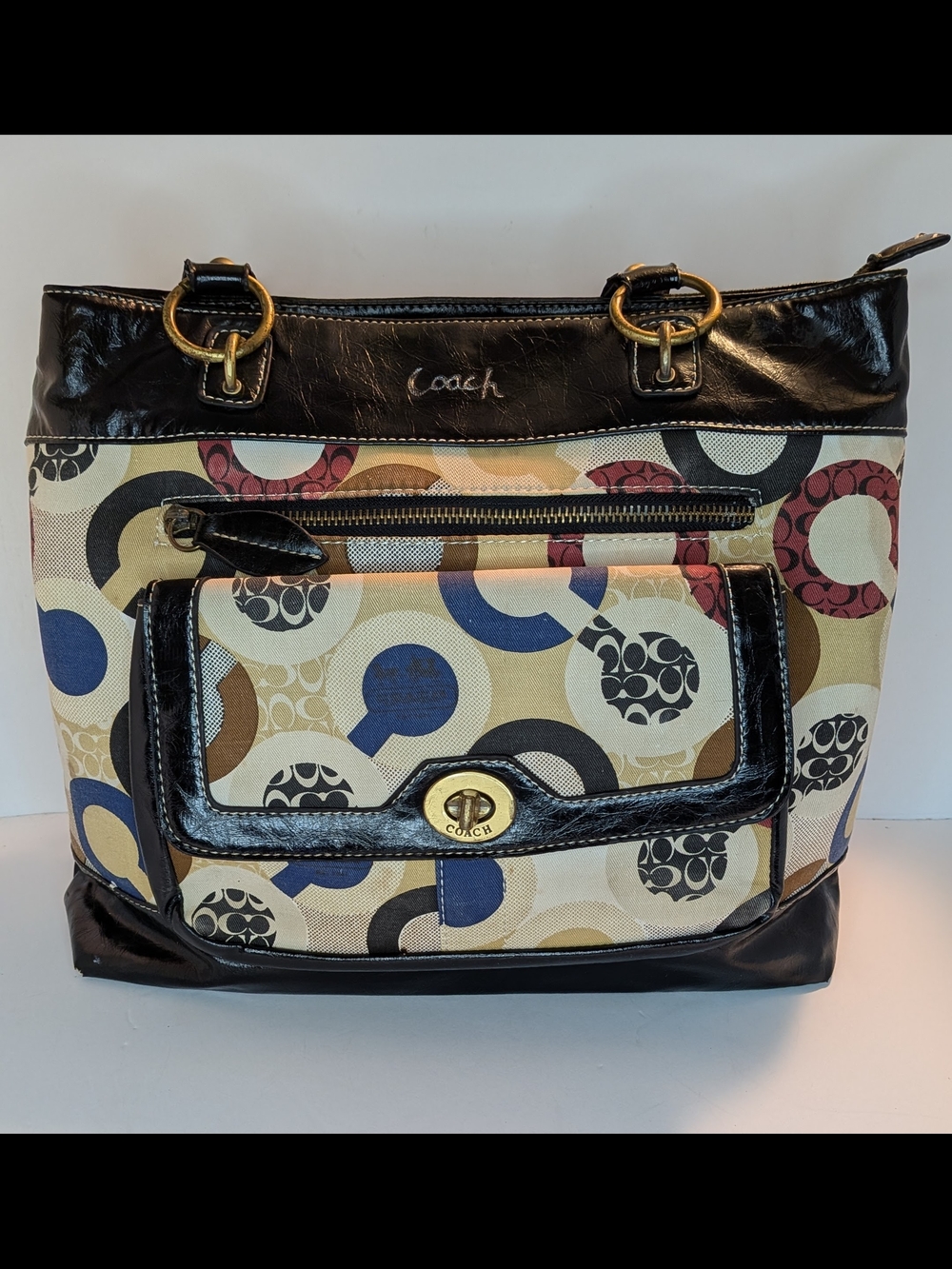Shoulder Bag Multipocketed Medium-Size Purse 11" In Height, 13" Long, 4" W